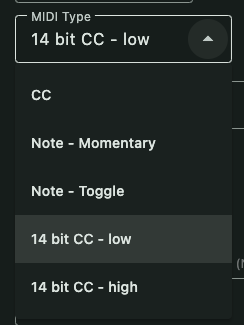 14-bit MIDI CC mapping