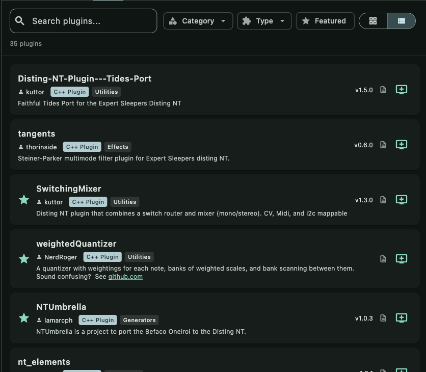 Plugin Gallery view modes
